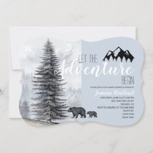 Adventure Awaits Rustic Woodland Beer Baby shower Kaart