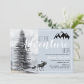 Adventure Awaits Rustic Woodland Moose Baby shower Kaart (Staand voorkant)