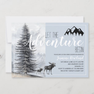 Adventure Awaits Rustic Woodland Moose Baby shower Kaart