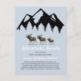 Adventure Awaits Rustic Woodland Moose Baby shower Uitnodiging Briefkaart