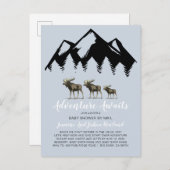 Adventure Awaits Rustic Woodland Moose Baby shower Uitnodiging Briefkaart (Voorkant / Achterkant)