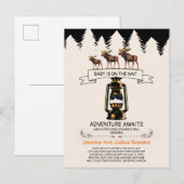 Adventure Awaits Rustic Woodland Moose Uitnodiging Briefkaart (Voorkant / Achterkant)
