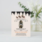 Adventure Awaits Rustic Woodland Moose Uitnodiging Briefkaart (Staand voorkant)