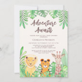 Adventure Awaits Safari Dieren Baby shower Kaart (Voorkant)