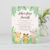 Adventure Awaits Safari Dieren Baby shower Kaart (Staand voorkant)