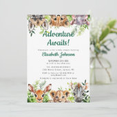 Adventure Awaits Safari Dieren Baby shower Kaart (Staand voorkant)