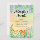 Adventure Awaits Safari Dieren Baby shower Kaart (Voorkant)