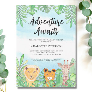 Adventure Awaits Safari Dieren Baby shower Kaart
