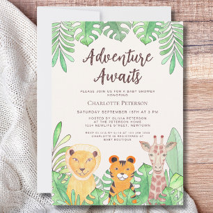 Adventure Awaits Safari Dieren Baby shower Kaart