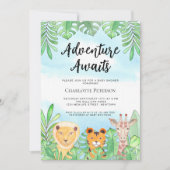 Adventure Awaits Safari Dieren Baby shower Kaart (Voorkant)