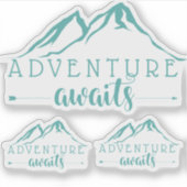 Adventure Awaits Set van 3 Blauwgroen Sticker (Voorkant)
