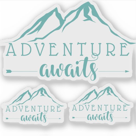 Adventure Awaits Set van 3 Blauwgroen Sticker (Voorkant)