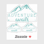 Adventure Awaits Set van 3 Blauwgroen Sticker (Vel)