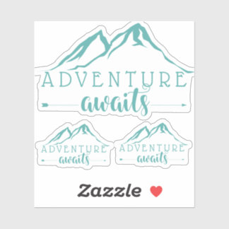 Adventure Awaits Set van 3 Blauwgroen Sticker