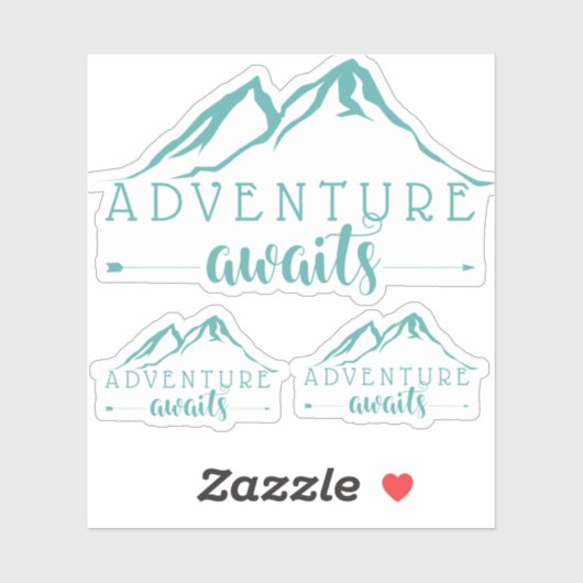 Adventure Awaits Set van 3 Blauwgroen Sticker (Vel)
