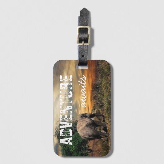 "Adventure Awaits" Thailand Elephant Bagagelabel (Voorkant (verticaal))
