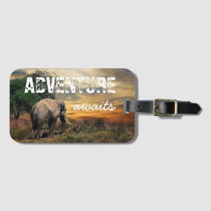 "Adventure Awaits" Thailand Elephant Bagagelabel