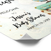 Adventure Awaits Travel Gold Confetti Baby shower Poster (Hoek)