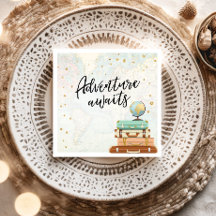 Adventure Awaits Travel Gold Confetti Baby shower