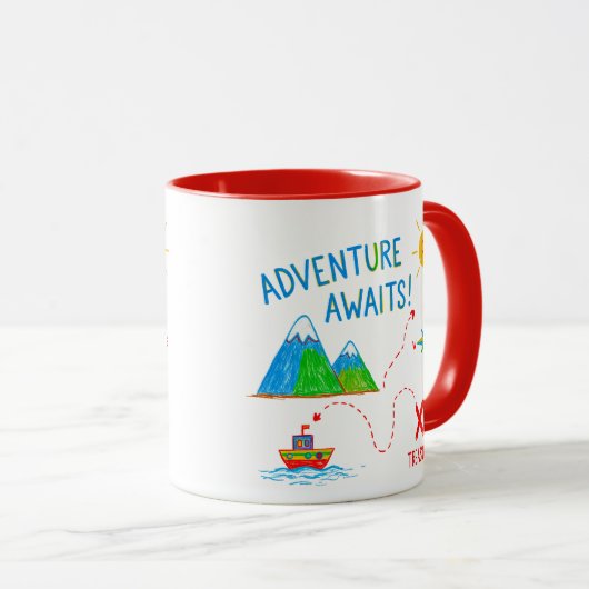 Adventure Awaits Treasure Map Kids Drawing Mok (Voorkant rechts)