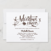 "Adventure Awaits" Uitnodiging voor nautisch Baby (Voorkant)
