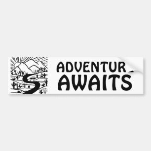ADVENTURE AWAITS vanlife camper RVing Bumpersticker