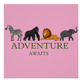 Adventure Awaits - Vintage Binoculars and Mountain Perfect Poster