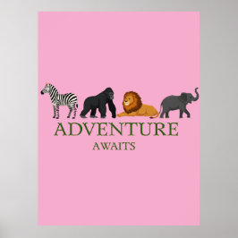 Adventure Awaits - Vintage Binoculars and Mountain Poster