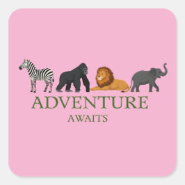 Adventure Awaits - Vintage Binoculars and Mountain Vierkante Sticker