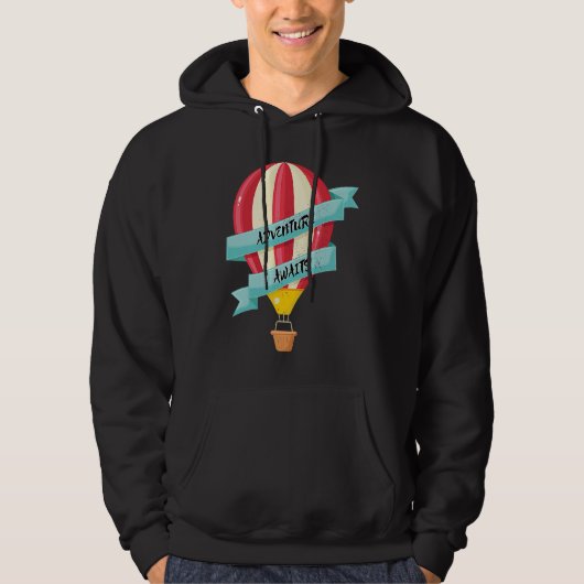 Adventure Awaits Vintage Hot Air Balloon Balloonin Hoodie (Voorkant)