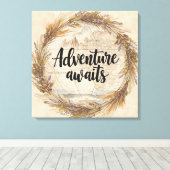 Adventure Awaits Wall Art | Travel and Wanderlust Canvas Afdruk (Insitu (Houten vloer))