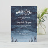 Adventure Awaits Winter Forest Retirement Party Kaart (Staand voorkant)