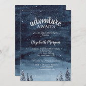 Adventure Awaits Winter Forest Retirement Party Kaart (Voorkant / Achterkant)