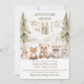 Adventure Awaits Woodland Animals Baby Shower Kaart (Voorkant)
