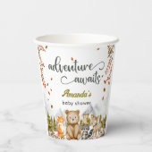 Adventure Awaits Woodland Animals Baby Shower Papieren Bekers (Achterkant)