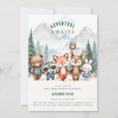 Adventure Awaits Woodland Animals Boy Baby shower Kaart (Voorkant)