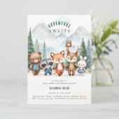 Adventure Awaits Woodland Animals Boy Baby shower Kaart (Staand voorkant)