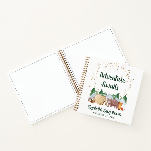 Adventure Awaits Woodland Baby shower Guest Book Notitieboek (Binnen)