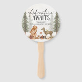 Adventure Awaits Woodland Baby Shower Handwaaier (Achterkant)