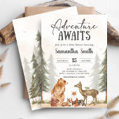 Adventure Awaits Woodland Baby Shower Kaart