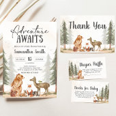 Adventure Awaits Woodland Baby Shower Kaart