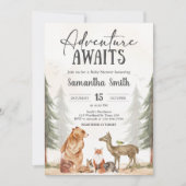 Adventure Awaits Woodland Baby Shower Kaart (Voorkant)
