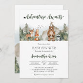 Adventure Awaits Woodland Baby Shower Kaart (Voorkant / Achterkant)