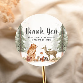 Adventure Awaits Woodland Baby Shower Ronde Sticker