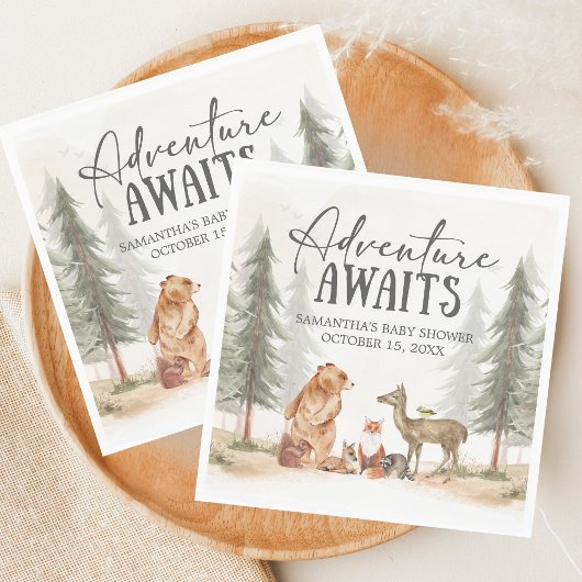 Adventure Awaits Woodland Baby Shower Servet