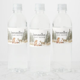 Adventure Awaits Woodland Baby Shower Waterfles Etiket