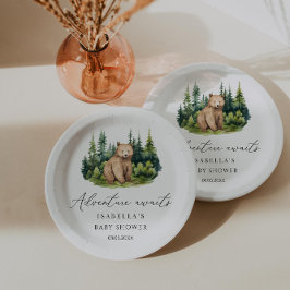 Adventure Awaits Woodland Beer Baby shower Papieren Bordje