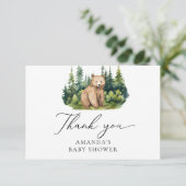 Adventure Awaits Woodland Beer Bedankkaart (Staand voorkant)