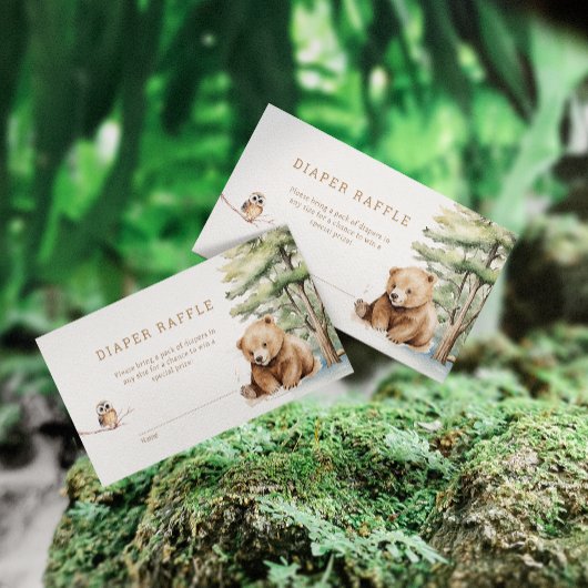 Adventure Awaits Woodland Beer luier Raffle Informatiekaartje