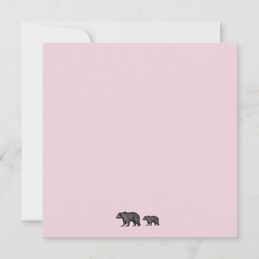 Adventure Awaits Woodland Beer Roze Baby shower in Kaart (Achterkant)